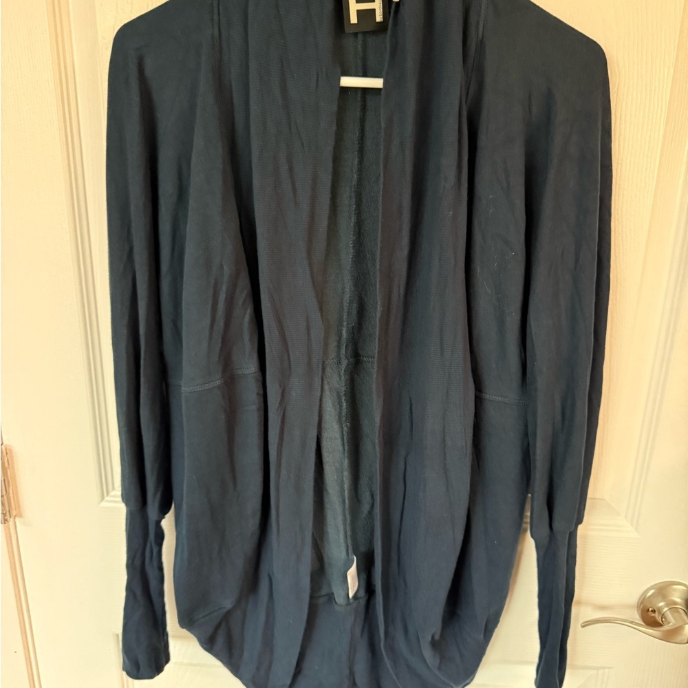 H by bordeaux Navy Open-Front Lightweight Cardigan